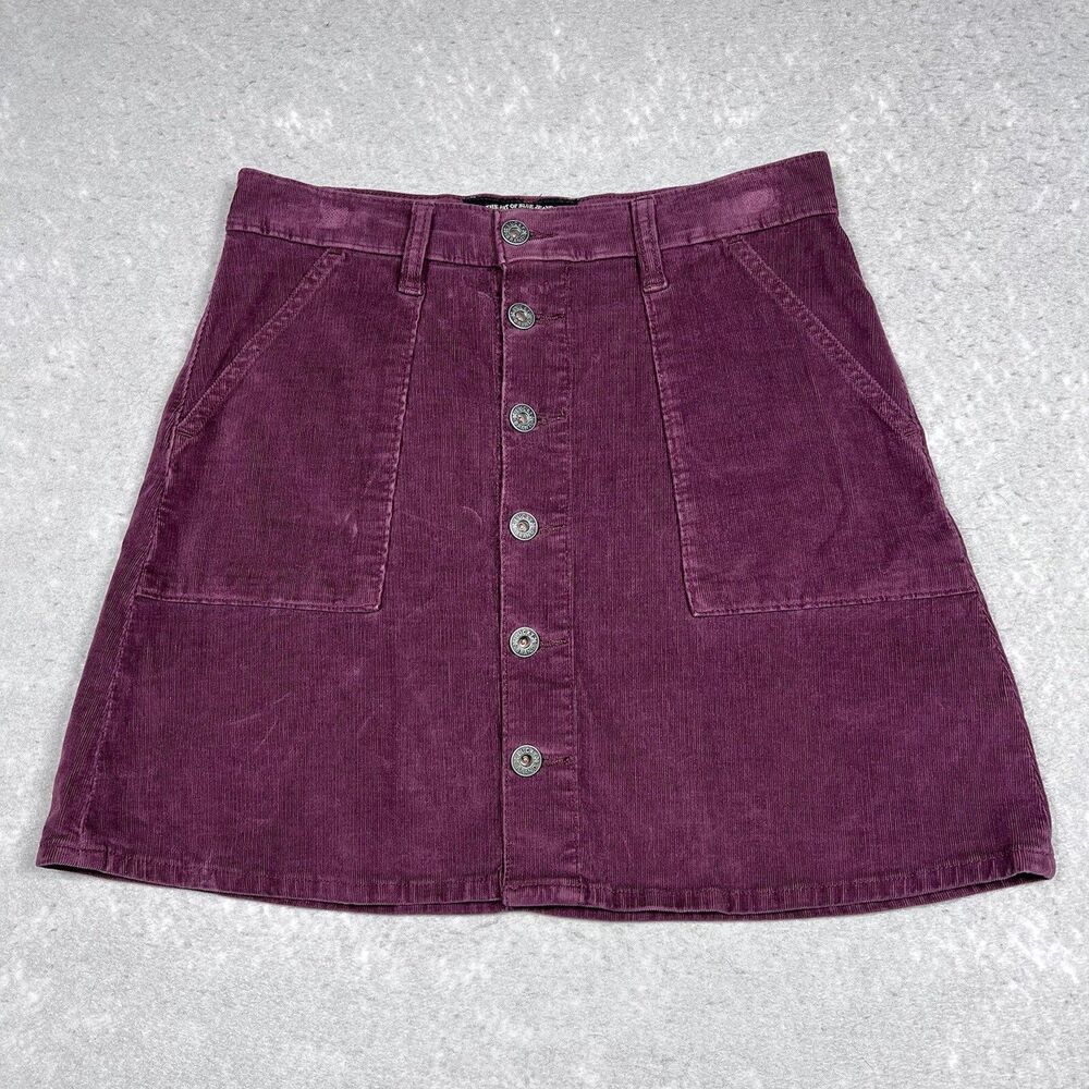 Lucky Brand Skirt Size 4 Maroon Corduroy Button Down Mini Skirt With Pockets